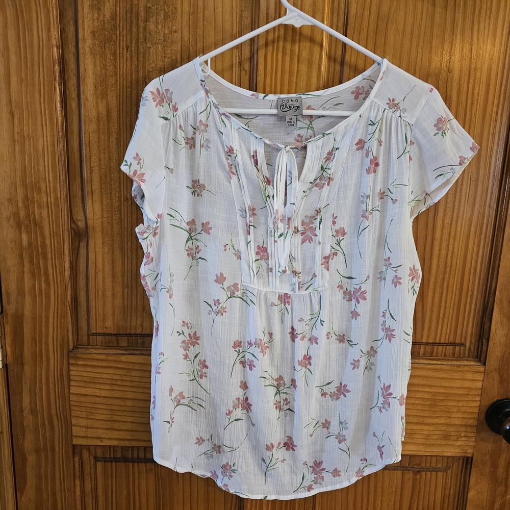 Floral White Blouse